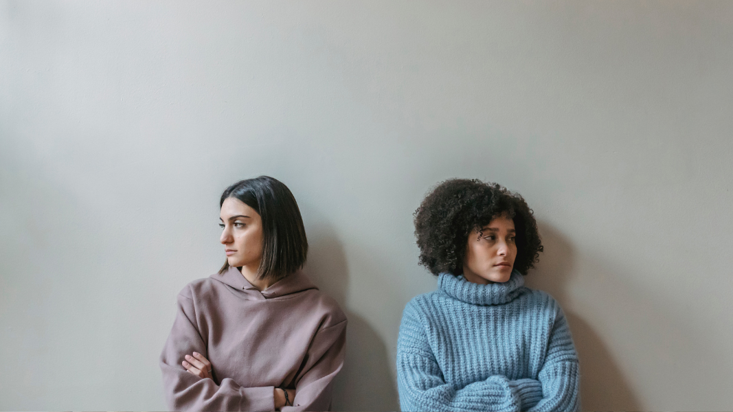 two women practicing anger management